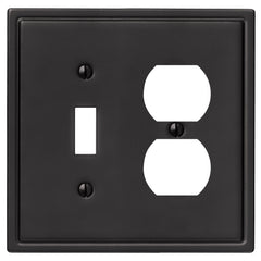 Moderne Matte Black Steel - 1 Toggle / 1 Duplex Wallplate