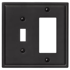 Moderne Matte Black Steel - 1 Toggle / 1 Rocker Wallplate