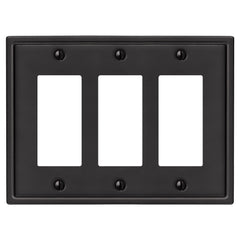 Moderne Matte Black Steel - 3 Rocker Wallplate