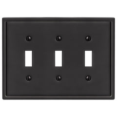 Moderne Matte Black Steel - 3 Toggle Wallplate