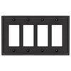 Moderne Matte Black Steel - 4 Rocker Wallplate - Wallplate Warehouse 148R4MB - B 070686020166 4 Rocker