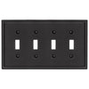 Moderne Matte Black Steel - 4 Toggle Wallplate - Wallplate Warehouse 148T4MB - B 070686020159 4 Toggle