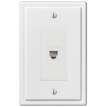 Moderne White Steel - 1 Phone Jack Wallplate - Wallplate Warehouse 148PHW 070686562680 Phone Jacks