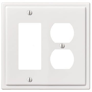 Moderne White Steel - 1 Rocker / 1 Duplex Wallplate - Wallplate Warehouse 148RDW - B 070686020173 1 Rocker / 1 Duplex
