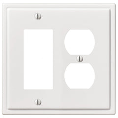 Moderne White Steel - 1 Rocker / 1 Duplex Wallplate