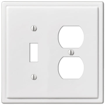 Moderne White Steel - 1 Toggle / 1 Duplex Wallplate - Wallplate Warehouse 148TDW 070686562628 1 Toggle / 1 Duplex