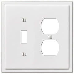 Moderne White Steel - 1 Toggle / 1 Duplex Wallplate
