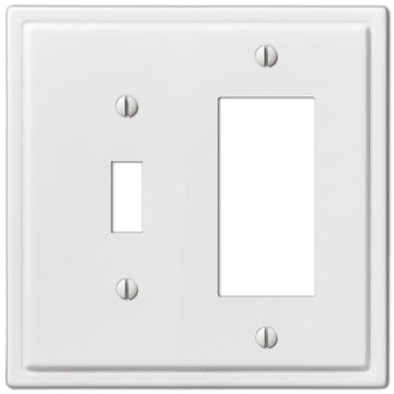 Moderne White Steel - 1 Toggle / 1 Rocker Wallplate - Wallplate Warehouse 148TRW 070686562666 1 Toggle / 1 Rocker