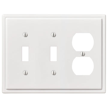 Moderne White Steel - 2 Toggle / 1 Duplex Wallplate - Wallplate Warehouse 148TTDW - B 070686020197 2 Toggle / 1 Duplex