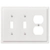 Moderne White Steel - 2 Toggle / 1 Duplex Wallplate - Wallplate Warehouse 148TTDW - B 070686020197 2 Toggle / 1 Duplex