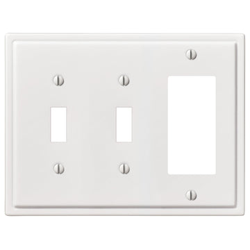 Moderne White Steel - 2 Toggle / 1 Rocker Wallplate - Wallplate Warehouse 148TTRW - B 070686020203 2 Toggle / 1 Rocker