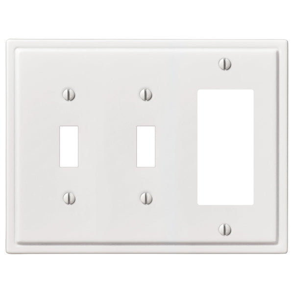 Moderne White Steel - 2 Toggle / 1 Rocker Wallplate - Wallplate Warehouse 148TTRW - B 070686020203 2 Toggle / 1 Rocker