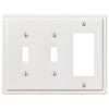 Moderne White Steel - 2 Toggle / 1 Rocker Wallplate - Wallplate Warehouse 148TTRW - B 070686020203 2 Toggle / 1 Rocker