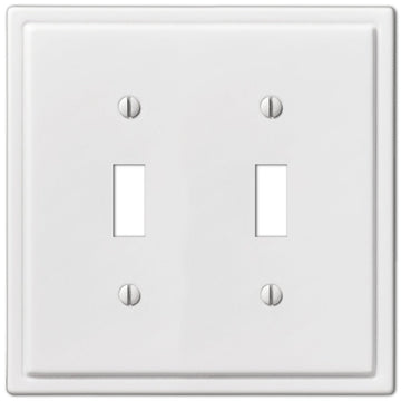 Moderne White Steel - 2 Toggle Wallplate - Wallplate Warehouse 148TTW 070686562581 2 Toggle