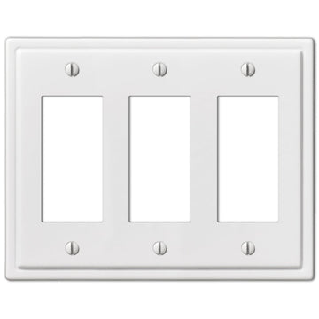 Moderne White Steel - 3 Rocker Wallplate - Wallplate Warehouse 148RRRW 070686562659 3 Rocker