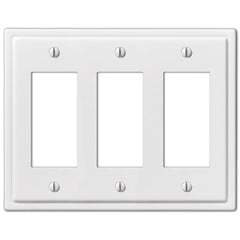 Moderne White Steel - 3 Rocker  Wallplate