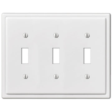 Moderne White Steel - 3 Toggle Wallplate - Wallplate Warehouse 148TTTW 070686562598 3 Toggle