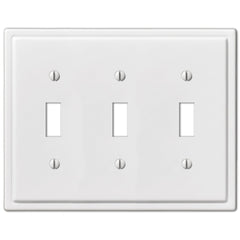 Moderne White Steel - 3 Toggle Wallplate