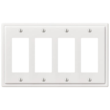 Moderne White Steel - 4 Rocker Wallplate - Wallplate Warehouse 148R4W - B 070686020227 4 Rocker