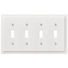 Moderne White Steel - 4 Toggle Wallplate - Wallplate Warehouse 148T4W - B 070686020210 4 Toggle