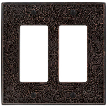 Momfort Aged Bronze Cast - 2 Rocker Wallplate - Wallplate Warehouse 73RRDB 070686585931 2 Rocker