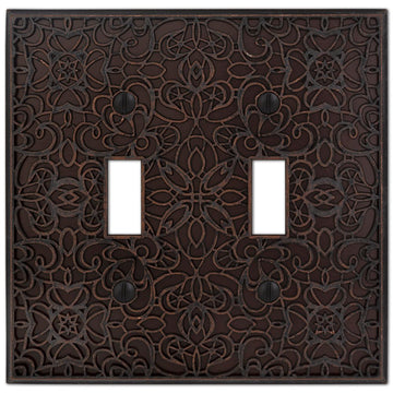 Momfort Aged Bronze Cast - 2 Toggle Wallplate - Wallplate Warehouse 73TTDB 070686585924 2 Toggle