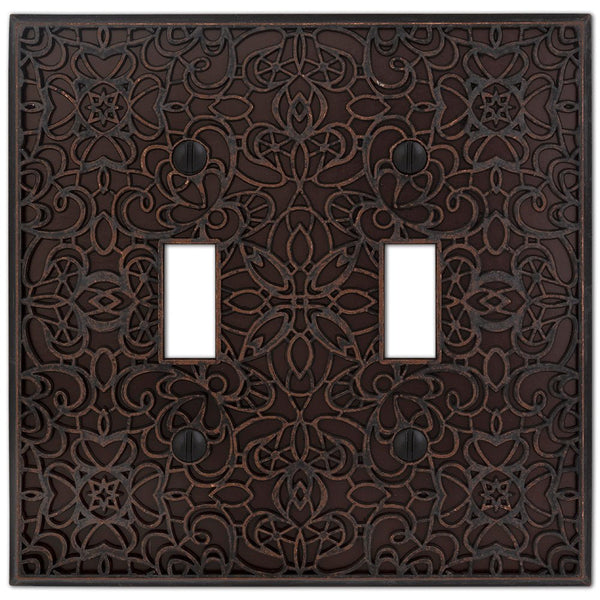 Momfort Aged Bronze Cast - 2 Toggle Wallplate - Wallplate Warehouse 73TTDB 070686585924 2 Toggle