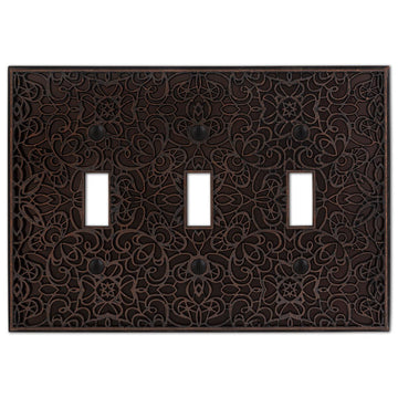 Momfort Aged Bronze Cast - 3 Toggle Wallplate - Wallplate Warehouse 73TTTDB 070686585948 3 Toggle