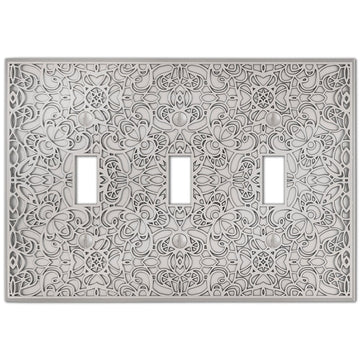 Momfort Satin Nickel Cast - 3 Toggle Wallplate - Wallplate Warehouse 73TTTN 070686585771 3 Toggle