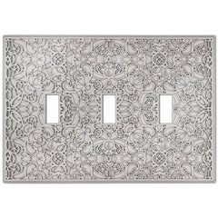 Momfort Satin Nickel Cast - 3 Toggle Wallplate