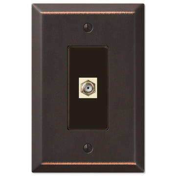 Oversized Aged Bronze Steel - 1 Cable Jack Wallplate - Wallplate Warehouse 463CXDB 070686582312 Cable Jacks