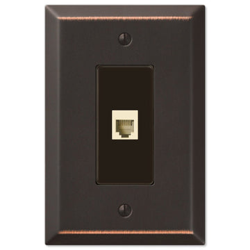 Oversized Aged Bronze Steel - 1 Phone Jack Wallplate - Wallplate Warehouse 463PHDB 070686582329 Phone Jacks
