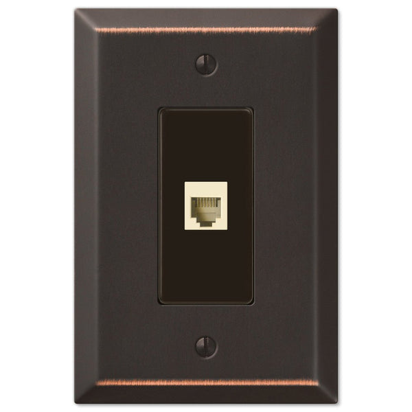 Oversized Aged Bronze Steel - 1 Phone Jack Wallplate - Wallplate Warehouse 463PHDB 070686582329 Phone Jacks