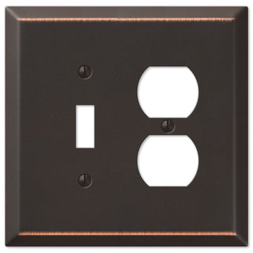 Oversized Aged Bronze Steel - 1 Toggle / 1 Duplex Wallplate - Wallplate Warehouse 463TDDB 070686572658 1 Toggle / 1 Duplex