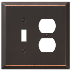 Oversized Aged Bronze Steel - 1 Toggle / 1 Duplex Wallplate