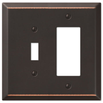 Oversized Aged Bronze Steel - 1 Toggle / 1 Rocker Wallplate - Wallplate Warehouse 463TRDB 070686572665 1 Toggle / 1 Rocker