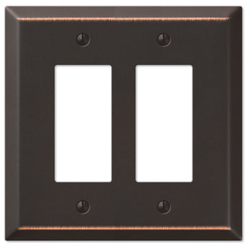 Oversized Aged Bronze Steel - 2 Rocker Wallplate - Wallplate Warehouse 463RRDB 070686572689 2 Rocker