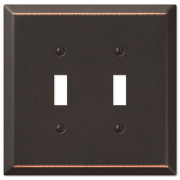 Oversized Aged Bronze Steel - 2 Toggle Wallplate - Wallplate Warehouse 463TTDB 070686572641 2 Toggle