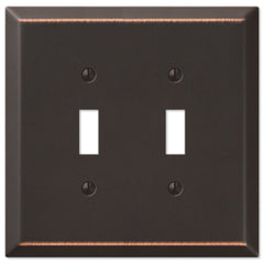 Oversized Aged Bronze Steel - 2 Toggle Wallplate