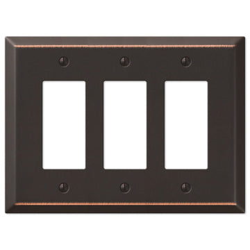 Oversized Aged Bronze Steel - 3 Rocker Wallplate - Wallplate Warehouse 463RRRDB 070686572702 3 Rocker