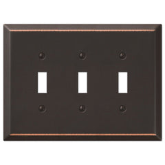 Oversized Aged Bronze Steel - 3 Toggle Wallplate