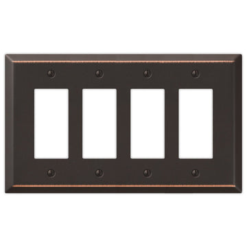 Oversized Aged Bronze Steel - 4 Rocker Wallplate - Wallplate Warehouse 463R4DB - B 070686021422 4 Rocker