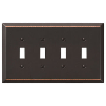 Oversized Aged Bronze Steel - 4 Toggle Wallplate - Wallplate Warehouse 463T4DB - B 070686021415 4 Toggle