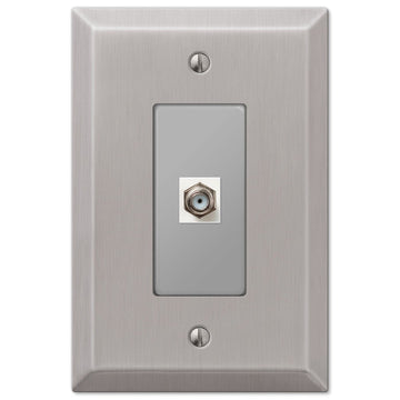 Oversized Brushed Nickel Steel - 1 Cable Jack Wallplate - Wallplate Warehouse 463CXBN 070686582299 Cable Jacks