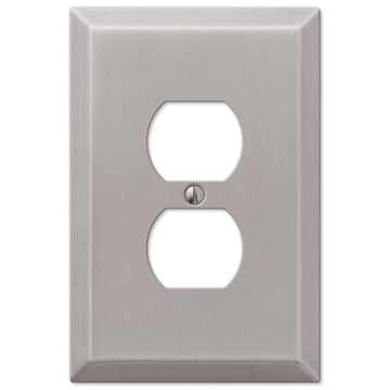 Oversized Brushed Nickel Steel - 1 Duplex Wallplate - Wallplate Warehouse 463DBN 070686572511 1 Duplex