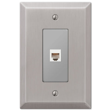 Oversized Brushed Nickel Steel - 1 Phone Jack Wallplate - Wallplate Warehouse 463PHBN 070686582305 Phone Jacks
