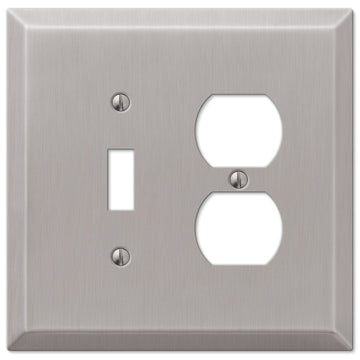 Oversized Brushed Nickel Steel - 1 Toggle / 1 Duplex Wallplate - Wallplate Warehouse 463TDBN 070686572542 1 Toggle / 1 Duplex