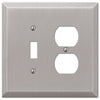 Oversized Brushed Nickel Steel - 1 Toggle / 1 Duplex Wallplate - Wallplate Warehouse 463TDBN 070686572542 1 Toggle / 1 Duplex