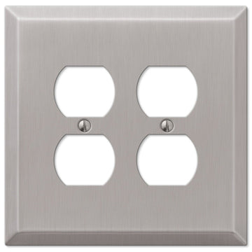 Oversized Brushed Nickel Steel - 2 Duplex Wallplate - Wallplate Warehouse 463DDBN 070686572566 2 Duplex