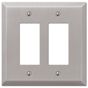 Oversized Brushed Nickel Steel - 2 Rocker Wallplate - Wallplate Warehouse 463RRBN 070686572573 2 Rocker